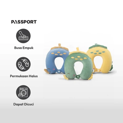 Gambar Passport Bantal Leher Anak Dino - Hijau