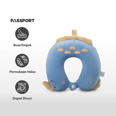 Gambar Passport Bantal Leher Anak Dino - Biru