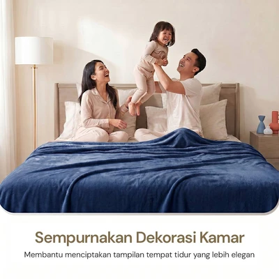 Gambar Informa 150x200 cm Selimut Microfiber Solid - Biru Navy