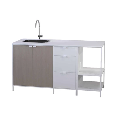 Gambar Informa Loris Kabinet Bawah Dapur Metal - Putih/Cokelat Beech