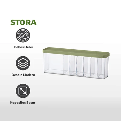 Gambar Stora Kotak Organizer Kabel 28x6.5x10 cm - Hijau Olive