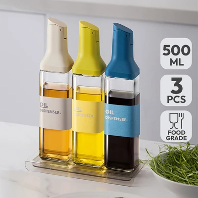Gambar Informa Pearl Botol Minyak Kaca 500 ml Set 3 Pcs Random