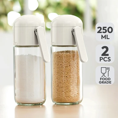 Gambar Informa Pearl Tempat Bumbu Dapur Kaca 250 ml Set 2 Pcs - Putih