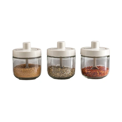 Gambar Informa Ryne Tempat Bumbu Dapur Kaca 300 ml Set 3 pcs - Krem Beige