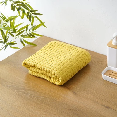 Gambar Forhom 70x140 cm Handuk Mandi Waffle - Kuning Mustard