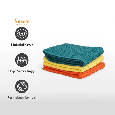 Gambar Forhom 70x140 cm Handuk Mandi Waffle - Kuning Mustard