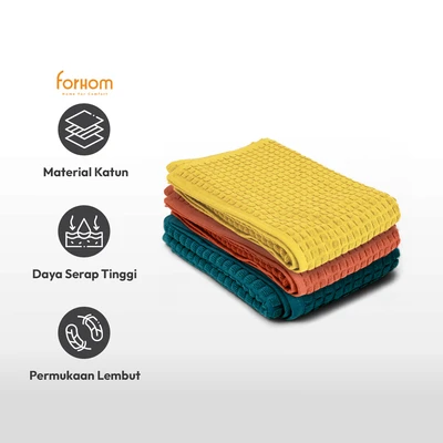 Gambar Forhom 50x100 cm Handuk Travel Waffle - Kuning Mustard
