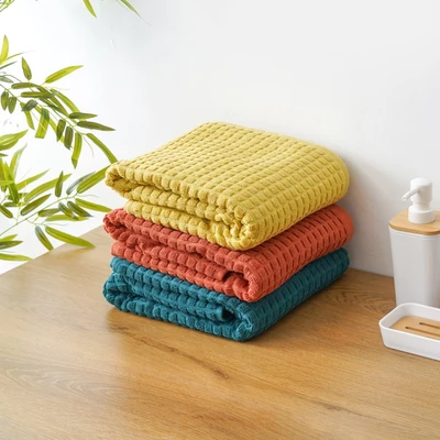 Gambar Forhom 50x100 cm Handuk Travel Waffle - Kuning Mustard