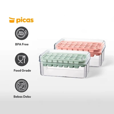 Gambar Picas Cetakan Es Batu Dengan Tutup Tekan 2 Layer - Hijau