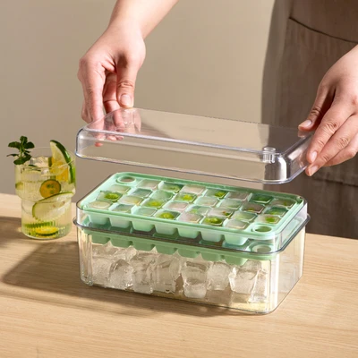 Gambar Picas Cetakan Es Batu Dengan Tutup Tekan 2 Layer - Hijau