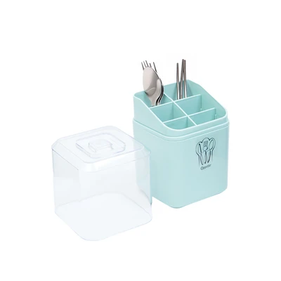 Gambar Appetite Bear Tempat Alat Makan Plastik Dengan Cover Square - Hijau Sage