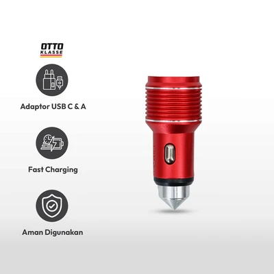 Gambar Otto Klase Charger Mobil Dengan Kabel Type C 38 Watt 2 In 1