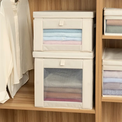 Gambar Stora Kotak Penyimpanan Dengan Tutup 38x38x38 cm - Krem Beige