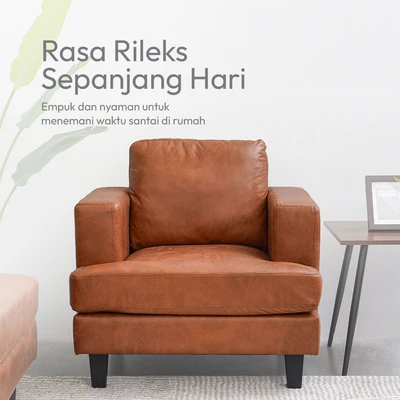Gambar Informa Leon Sofa Fabric 1 Seater - Cokelat
