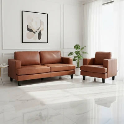 Gambar Informa Leon Set Sofa Fabric 1 & 3 Seater - Cokelat