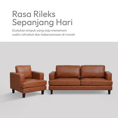 Gambar Informa Leon Set Sofa Fabric 1 & 3 Seater - Cokelat