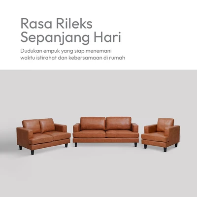 Gambar Informa Leon Set Sofa Fabric - Cokelat
