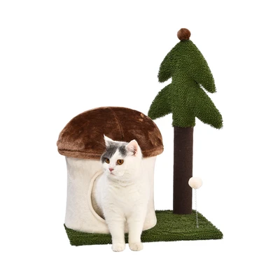 Gambar Paws N Tail 49x35x69 cm Pohon Bermain Kucing Mushroom