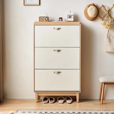 Gambar Informa Louis Kabinet Sepatu 3 Tingkat - Putih/Cokelat Oak