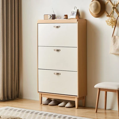 Gambar Informa Louis Kabinet Sepatu 3 Tingkat - Putih/Cokelat Oak