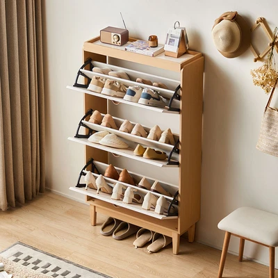 Gambar Informa Louis Kabinet Sepatu 3 Tingkat - Putih/Cokelat Oak