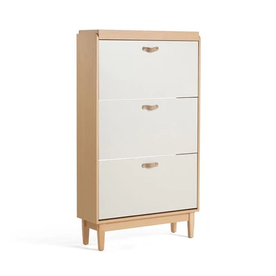Gambar Informa Louis Kabinet Sepatu 3 Tingkat - Putih/Cokelat Oak