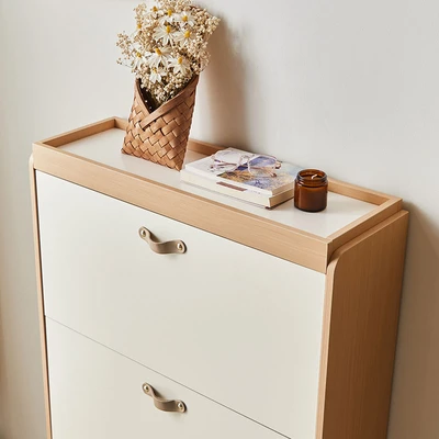 Gambar Informa Louis Kabinet Sepatu 3 Tingkat - Putih/Cokelat Oak