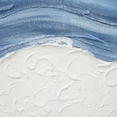 Gambar Informa Lukisan Kanvas Handmade Oil Paint Seashore 92.5x122.5 cm - Putih/Biru