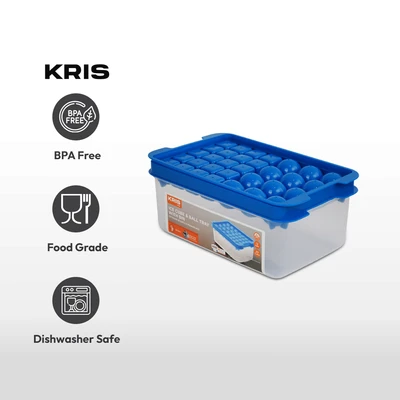 Gambar Kris Cetakan Es Batu Mix Cubes & Balls Dengan Wadah - Biru