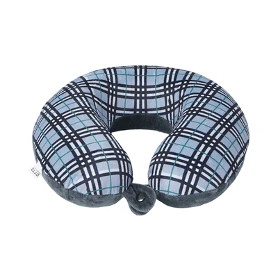 Gambar Otto Klase Bantal Leher Memory Foam Soft Fleece Checked - Biru