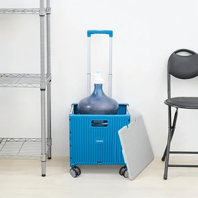 Gambar Maxbuilt Troli Lipat Portabel 4 Roda 30 Kg - Biru