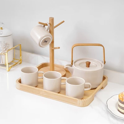 Gambar Appetite Shalby Teko & Cangkir Porcelain Dengan Nampan Set 5 Pcs - Cokelat