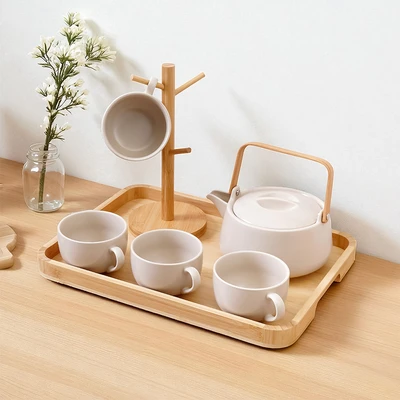 Gambar Appetite Shalvy Teko & Cangkir Porcelain Dengan Nampan Set 5 Pcs - Cokelat