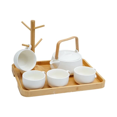 Gambar Appetite Shalvy Teko & Cangkir Porcelain Dengan Nampan Set 5 Pcs - Putih