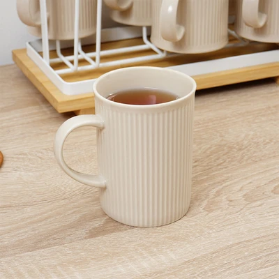 Gambar Appetite Menthis Mug Porcelain Dengan Rak 350 ml Set 6 pcs - Cokelat