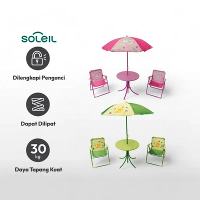 Gambar Soleil Patio Set Kursi Dan Meja Teras Anak Dengan Payung - Hijau