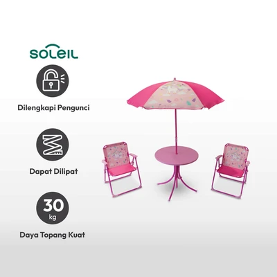 Gambar Soleil Patio Set Kursi Dan Meja Teras Anak Dengan Payung - Pink