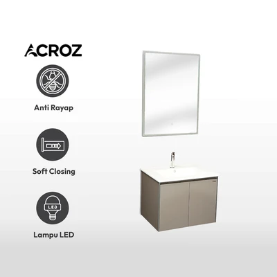 Gambar Acroz Elka Set Kabinet Kamar Mandi PVC - Putih/Cokelat