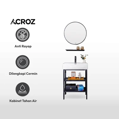 Gambar Acroz Set Kabinet Kamar Mandi Shf60W - Hitam