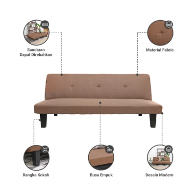 Gambar Informa Martis Oakland Sofa Bed Fabric - Cokelat