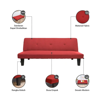 Gambar Informa Martis Oakland Sofa Bed Fabric - Merah