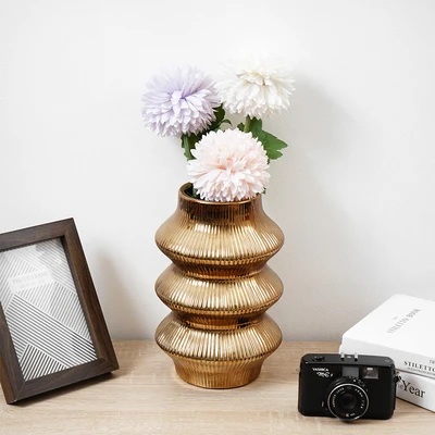Gambar Informa Kyto Vas Bunga Keramik 16.5x16.5x25.5 cm - Gold