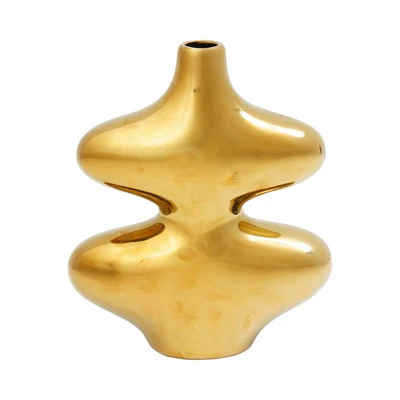 Gambar Informa Curvy Vas Bunga Keramik 19.5x7.5x23 cm - Gold