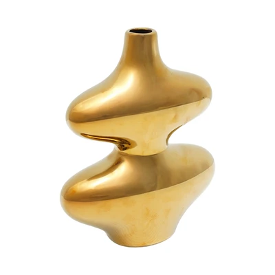 Gambar Informa Curvy Vas Bunga Keramik 19.5x7.5x23 cm - Gold