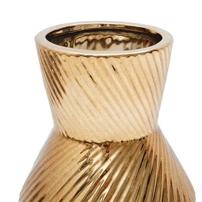 Gambar Informa Curvy Vas Bunga Keramik 14x14x27.5 cm - Gold