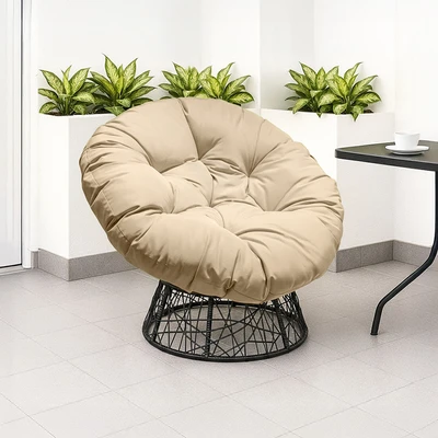 Gambar Soleil Kursi Teras Swivel Fabric Papasan - Cokelat/Krem