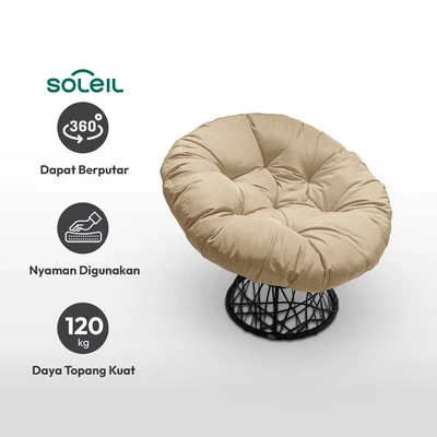 Gambar Soleil Kursi Teras Swivel Fabric Papasan - Cokelat/Krem