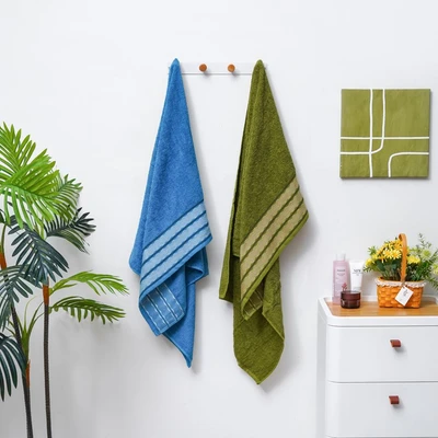 Gambar Forhom 70x137 cm Set 2 Pcs Handuk Mandi Katun - Biru/Hijau