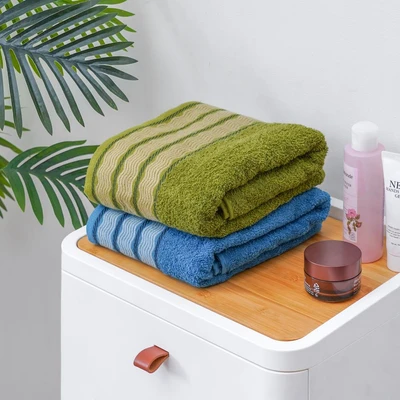 Gambar Forhom 70x137 cm Set 2 Pcs Handuk Mandi Katun - Biru/Hijau