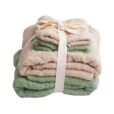 Gambar Forhom Set 4 Pcs Handuk Mandi & Olahraga - Hijau Pistachio/Krem